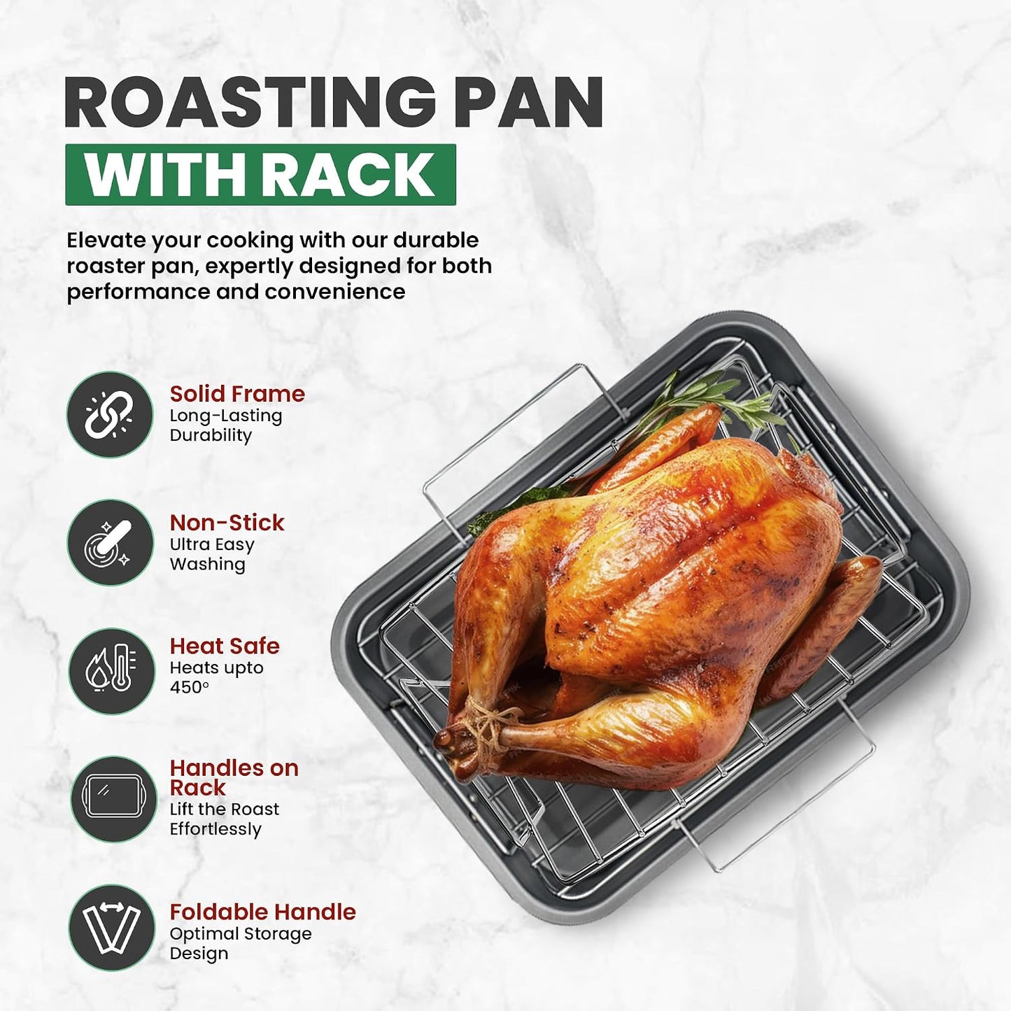 Large Roasting Pan with Rack – 12" x 16"