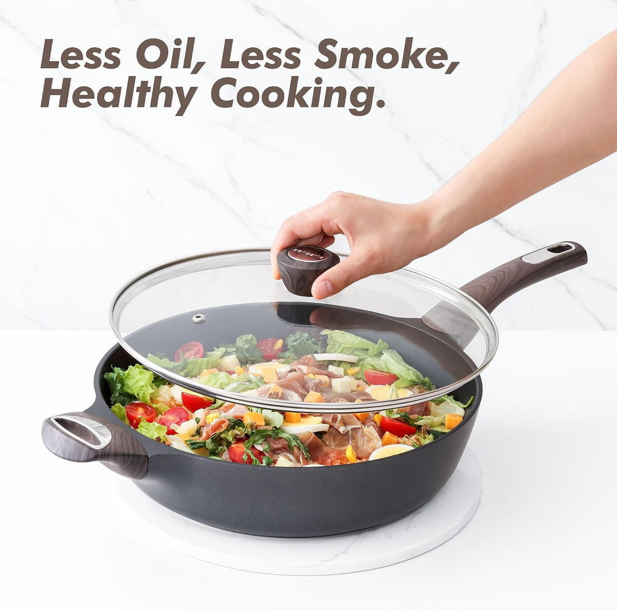 SENSARTE Nonstick Frying Pan Skillet with Lid – 12-Inch