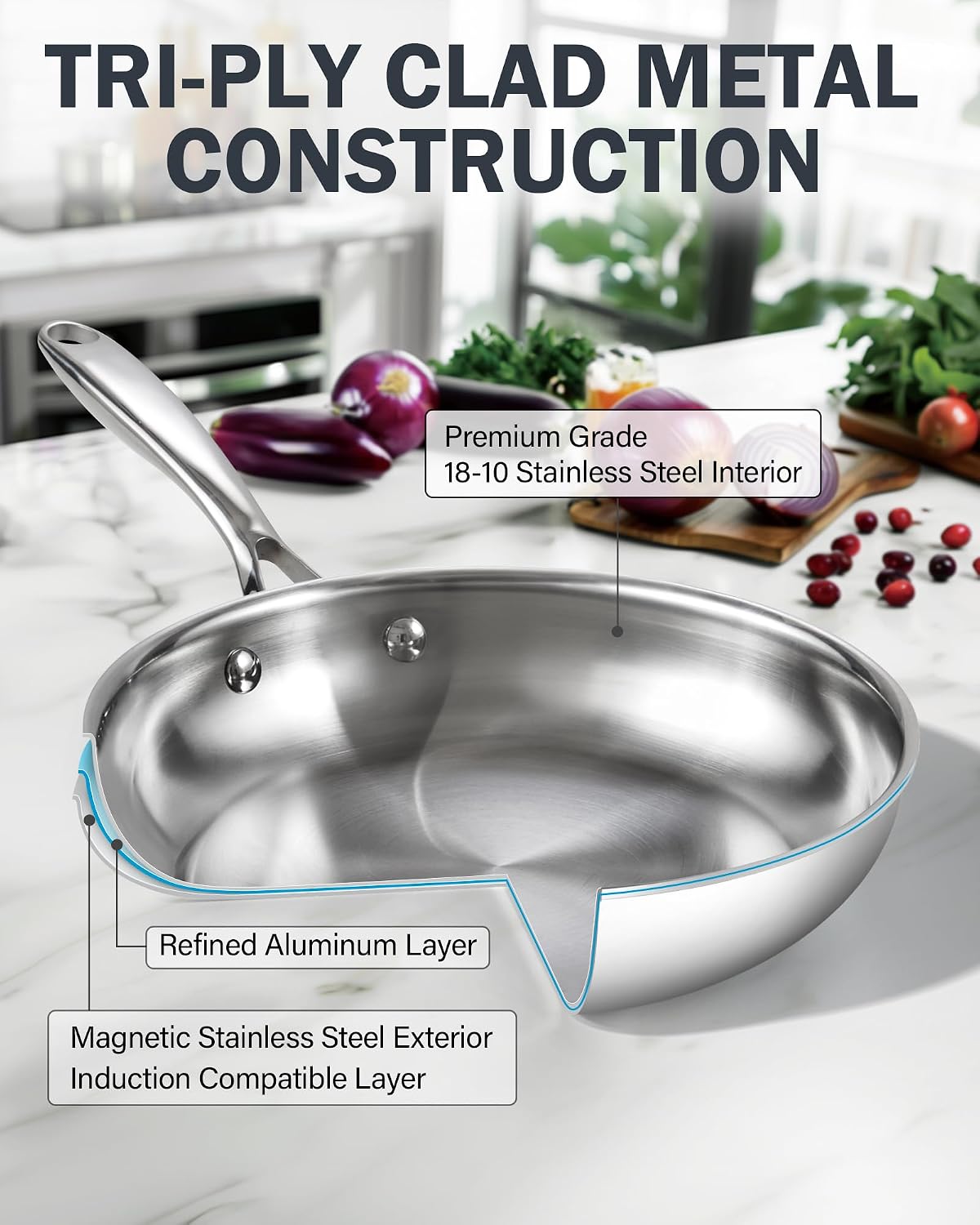 Cooks Standard Multi-Ply Clad Stainless Steel 8-Inch Frying Pan