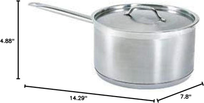 2 QT Commercial Stainless Steel Sauce Pan – NSF