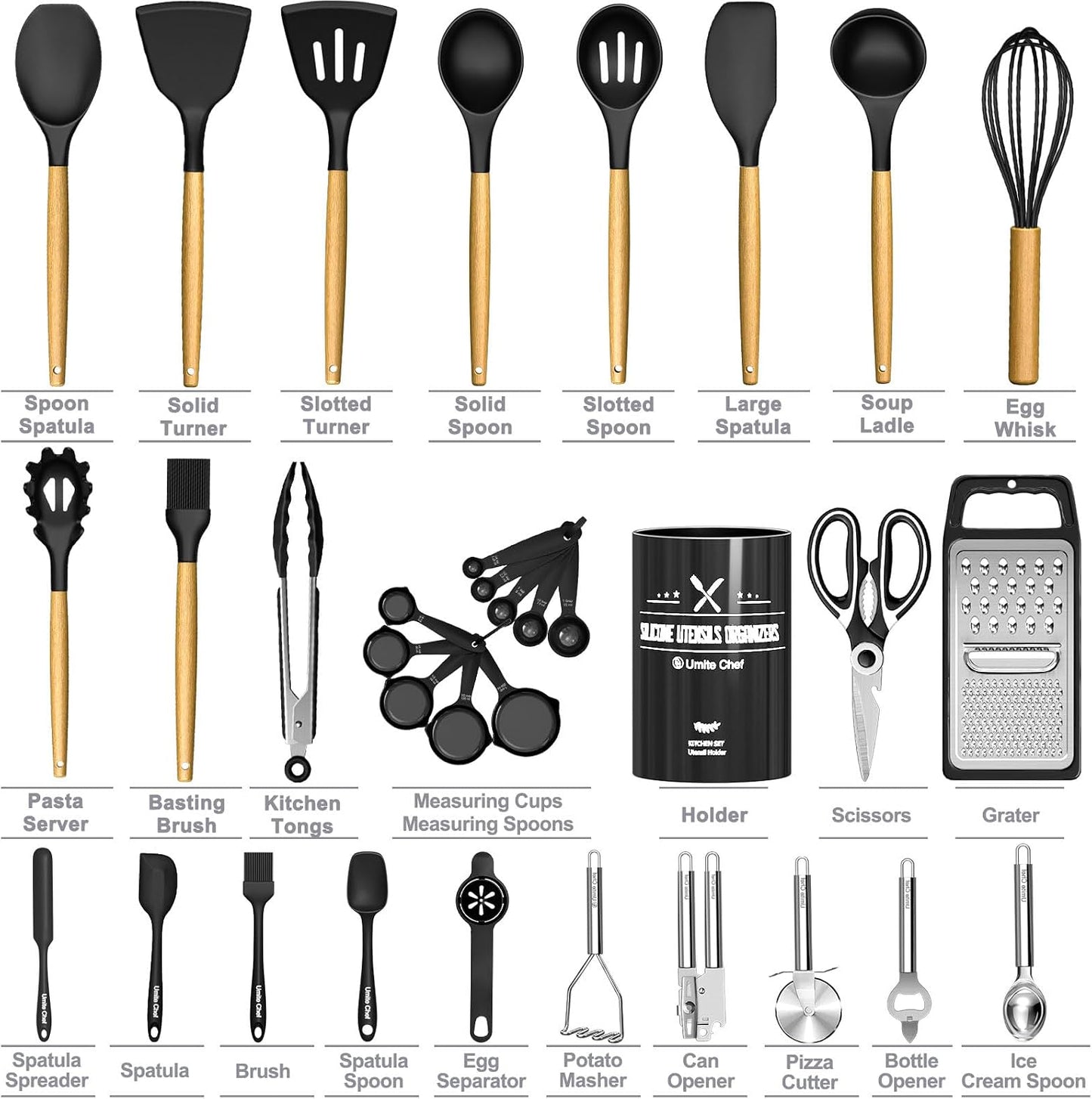 Kitchen Utensils Set – 34-Piece Silicone Cooking Utensils
