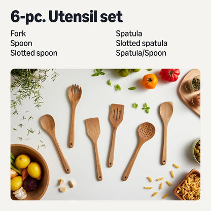 Wooden Cooking Utensils – 6-Piece Acacia Wood Set