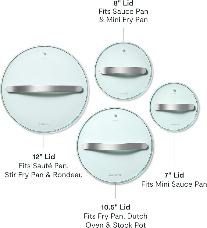 Caraway Tempered Glass Lids Set for Pots and Pans
