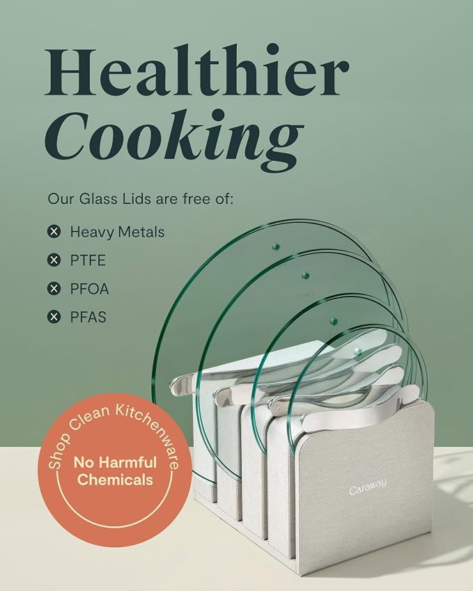 Caraway Tempered Glass Lids Set for Pots and Pans