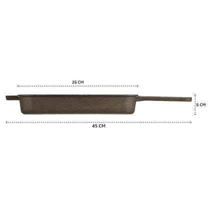 Cast Iron Grill Pan with Long Handle – 9.8-Inch