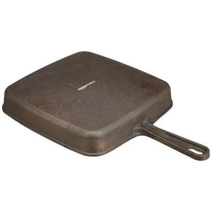 Cast Iron Grill Pan with Long Handle – 9.8-Inch