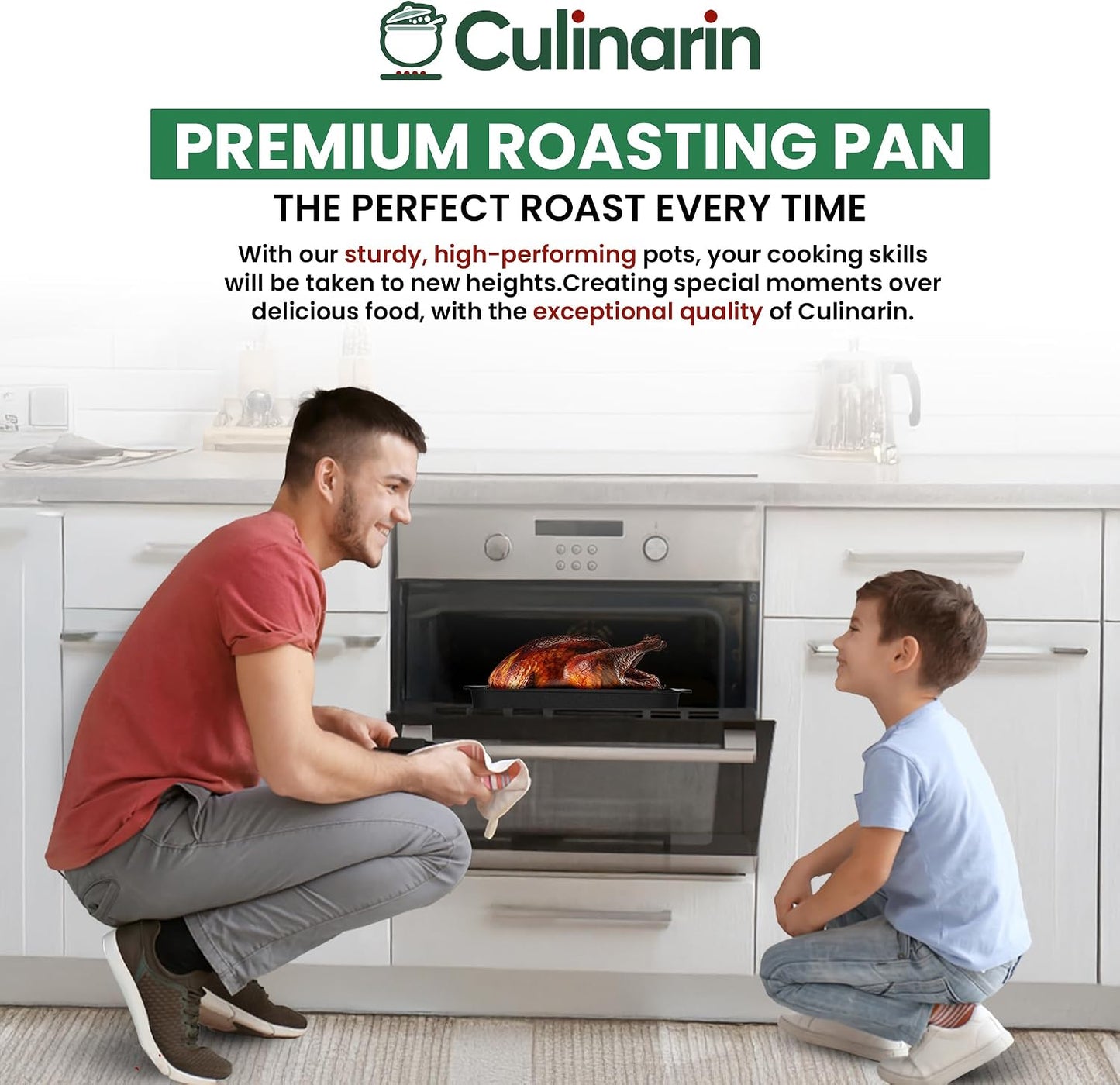 Large Roasting Pan with Rack – 12" x 16"