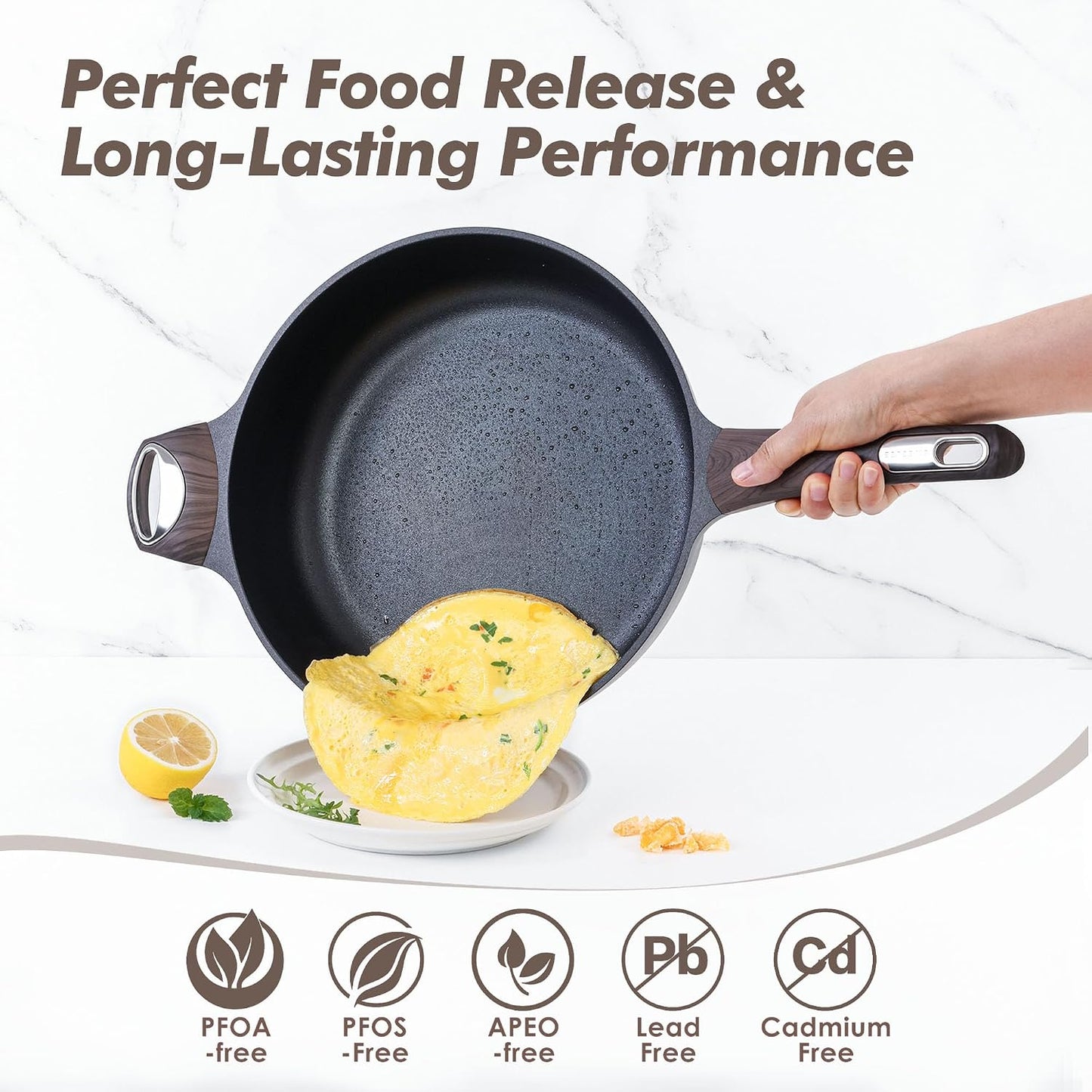 SENSARTE Nonstick Frying Pan Skillet with Lid – 12-Inch
