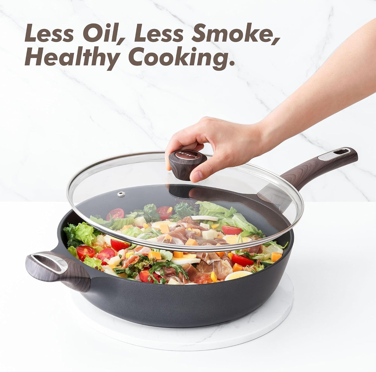 SENSARTE Nonstick Frying Pan Skillet with Lid – 12-Inch
